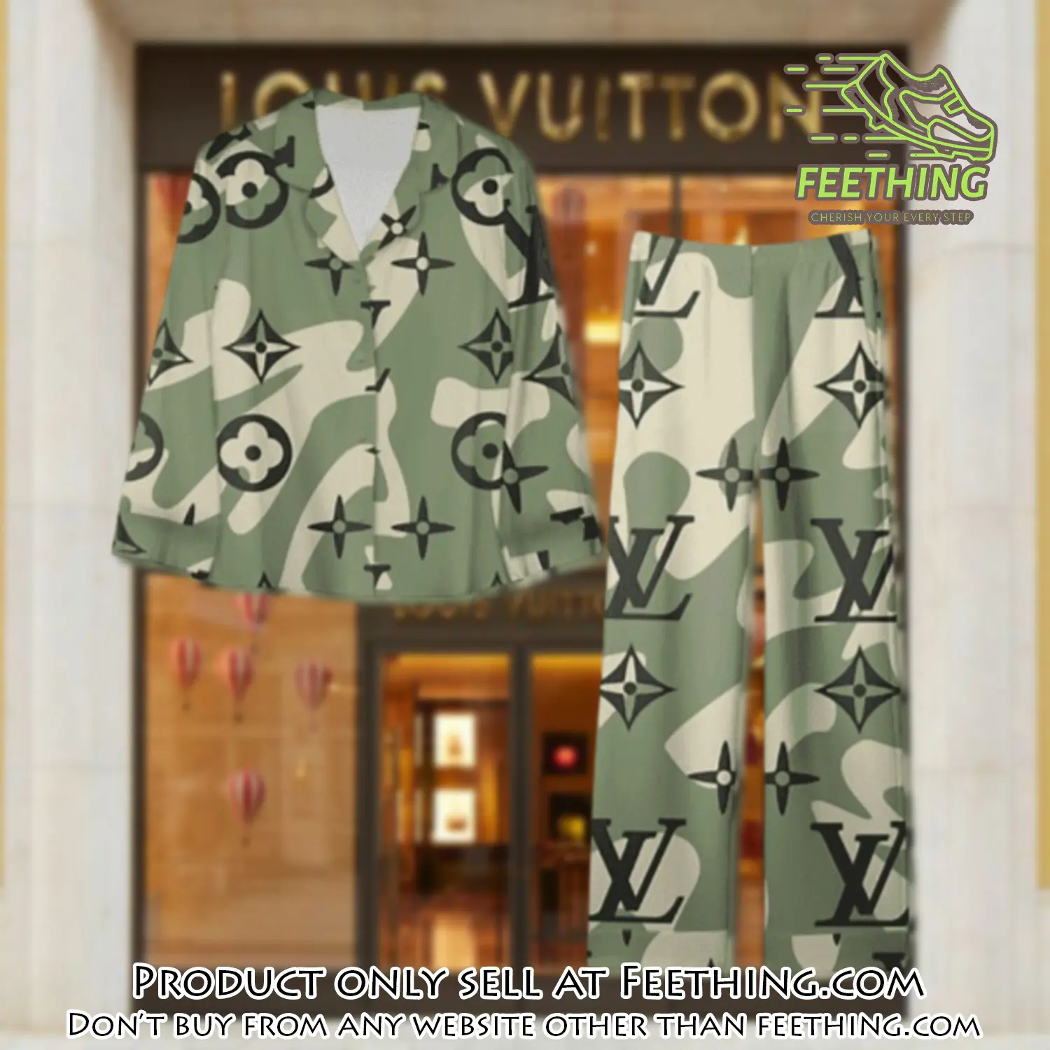 Trending luxury lv satin pajama set pjs1088 ft5904706